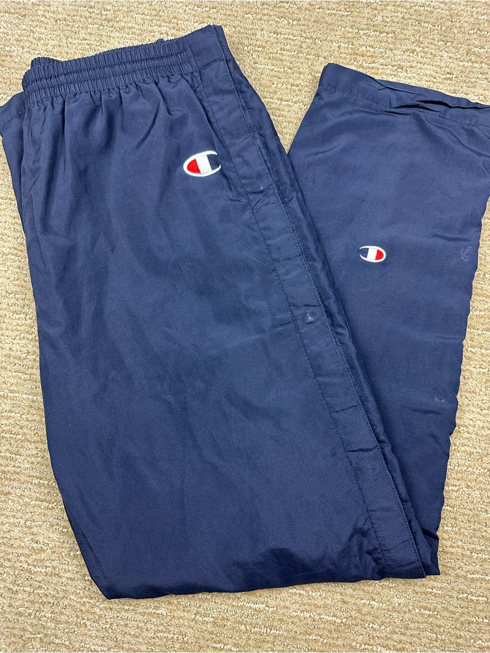 Vintage 90’s Y2K Champion Navy Blue Tear Away Snap Track Pants Streetwear Baggy